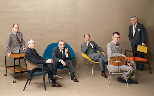 Famous Mid-Century Modern Designers: George Nelson, Edward Wormley, Eero Saarinen, Harry Bertoia, Charles Eames and Jens Risom for Playboy Magazine, July 1961